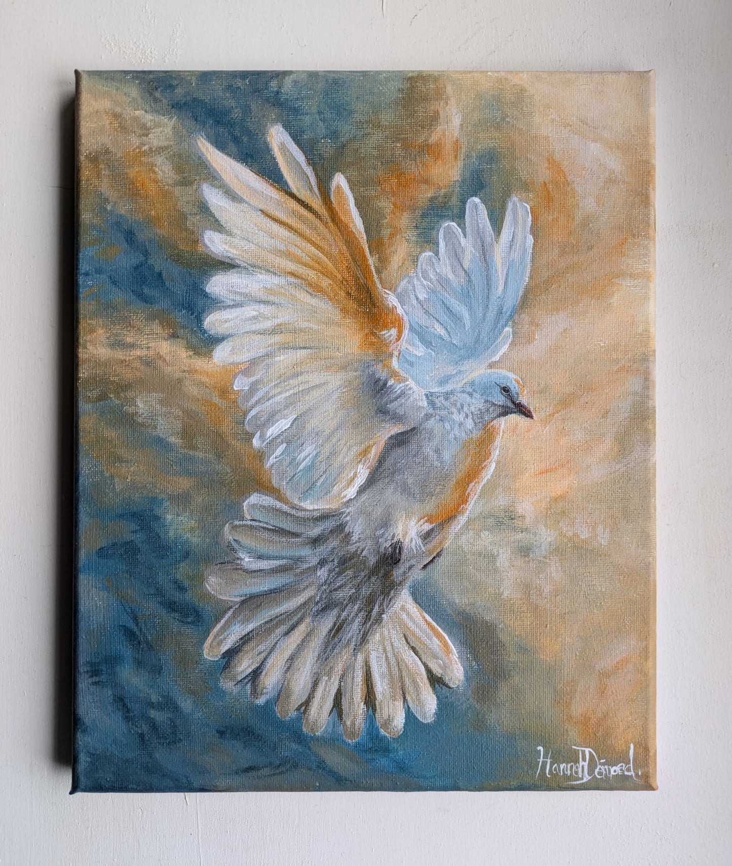 Witte duif - Acrylschilderij 30x24